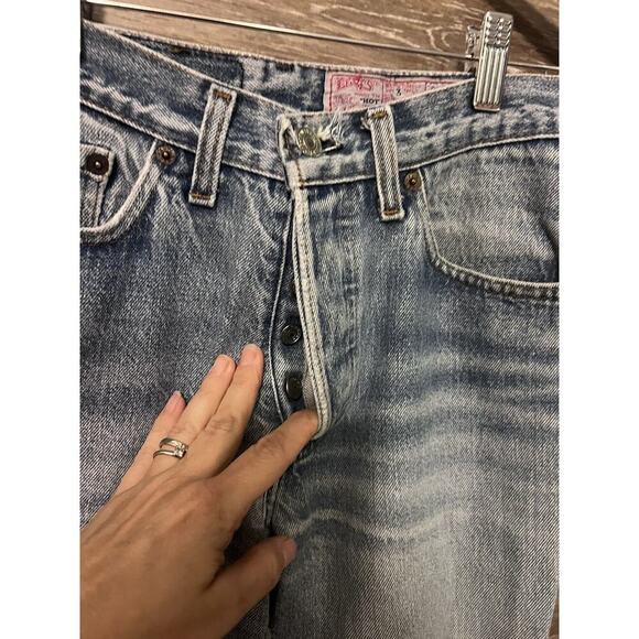 Vintage 90s Levi’s 501 Button Fly Denim Jean Womens Sz 24x31 Blue High Waist - Picture 2 of 13
